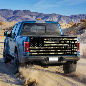Husband Daddy Protector Hero Veterans truck Tailgate Decal Sticker Wrap Tailgate Wrap Decals For Trucks