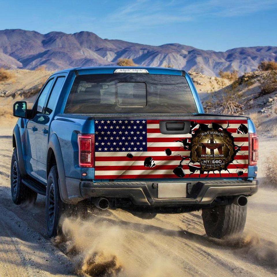 Jesus Cross Way Maker Miracle Worker truck Tailgate Decal Sticker Wrap Tailgate Wrap Decals For Trucks