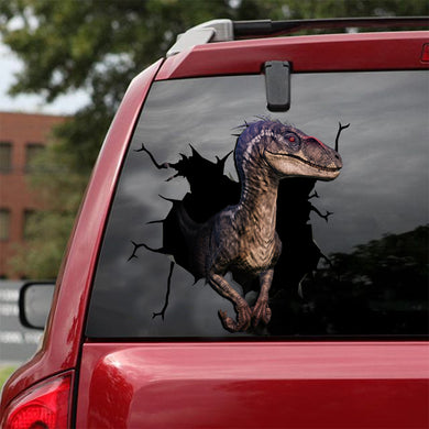 [ld0096-snf-lad]-velociraptor-crack-car-sticker-animals-lover