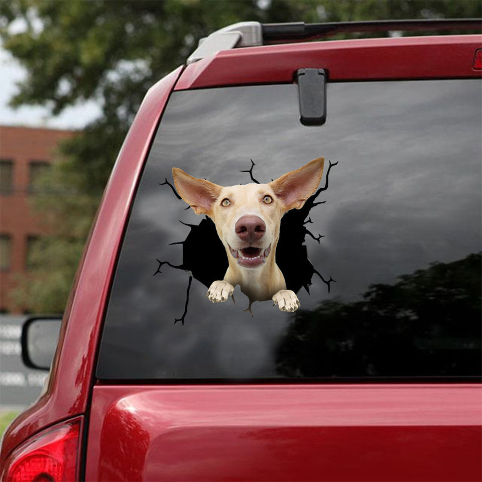 [ld1023-snf-lad]-podenco-crack-car-sticker-dogs-lover