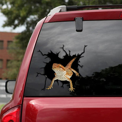 [th0172-snf-tpa]-bearded-dragon-crack-car-sticker-animals-lover