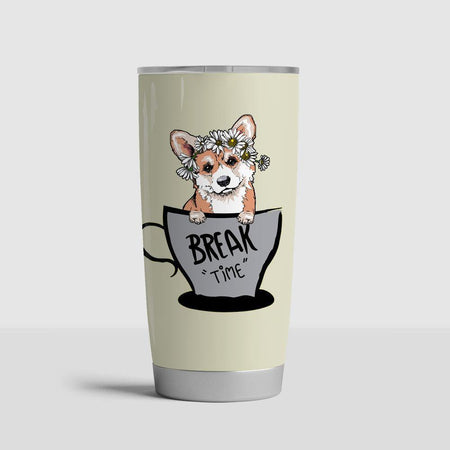 A Girl Loved Coffee And Corgi Tumbler Cup TC1620 - Camellia Print