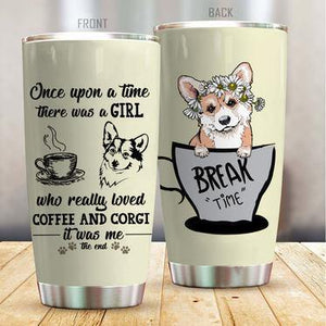 A Girl Loved Coffee And Corgi Tumbler Cup TC1620 - Camellia Print