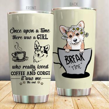 A Girl Loved Coffee And Corgi Tumbler Cup TC1620 - Camellia Print