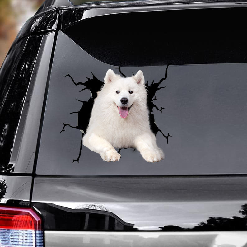 [bh0307-snf-lad]-samoyed-crack-car-sticker-dogs-lover