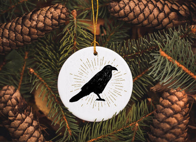 Black Crow Happy Halloween Tree Ornament Decorations, Halloween Decorations, Halloween Decor, Ceramic Ornament