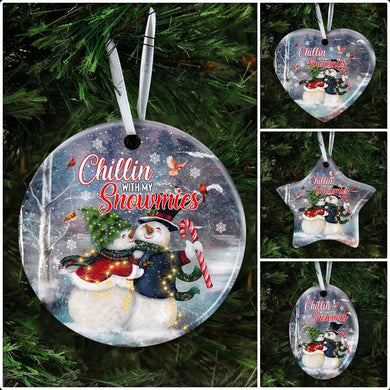 Chillin With My Snowmies. Snowman Christmas Ceramic Ornament Christmas Home Decor