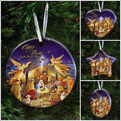 Christ is Born Ceramic Ornament Christmas Home Decor