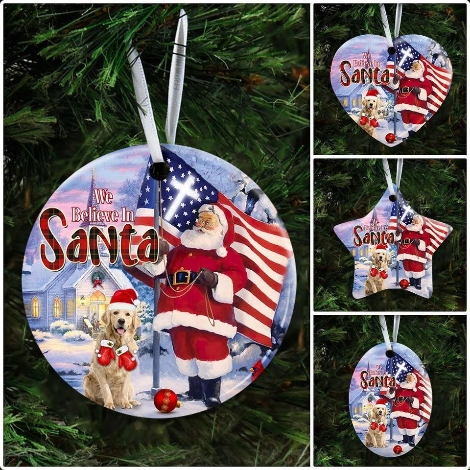 Christmas Golden Retriever Ceramic Ornament Christmas Home Decor