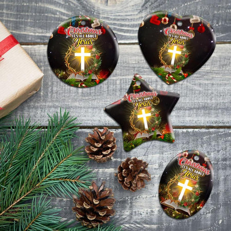 Christmas It’s All About Jesus Ceramic Ornament Christmas Home Decor