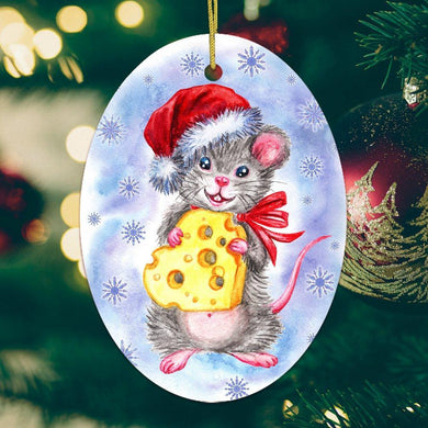 Christmas Mouse Watercolor Ornament