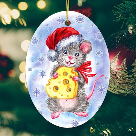 Christmas Mouse Watercolor Ornament
