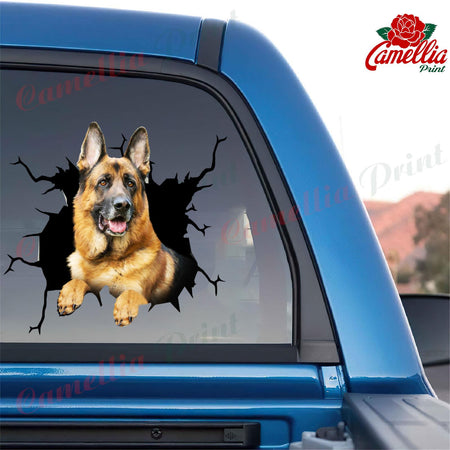German Shepherd Crack Sticker Custom Lovely Art Stickers Gifts For Wine Lovers