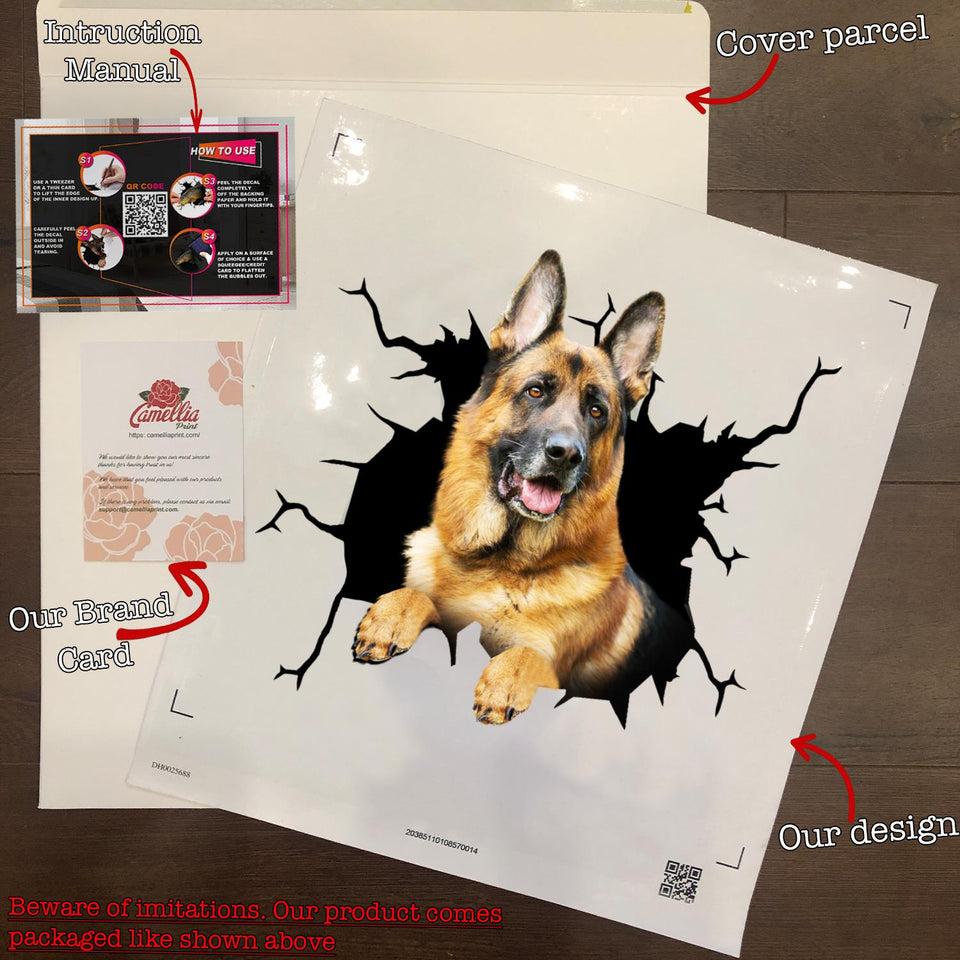 German Shepherd Crack Sticker Custom Lovely Art Stickers Gifts For Wine Lovers