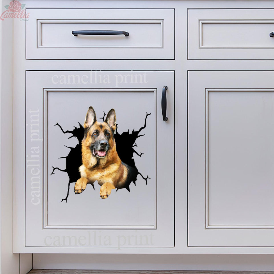 German Shepherd Crack Sticker Custom Lovely Art Stickers Gifts For Wine Lovers