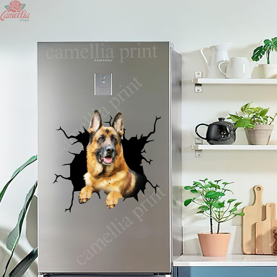 German Shepherd Crack Sticker Custom Lovely Art Stickers Gifts For Wine Lovers