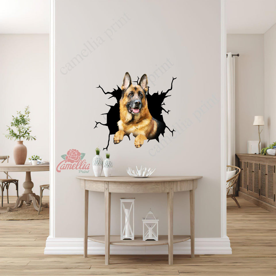 German Shepherd Crack Sticker Custom Lovely Art Stickers Gifts For Wine Lovers
