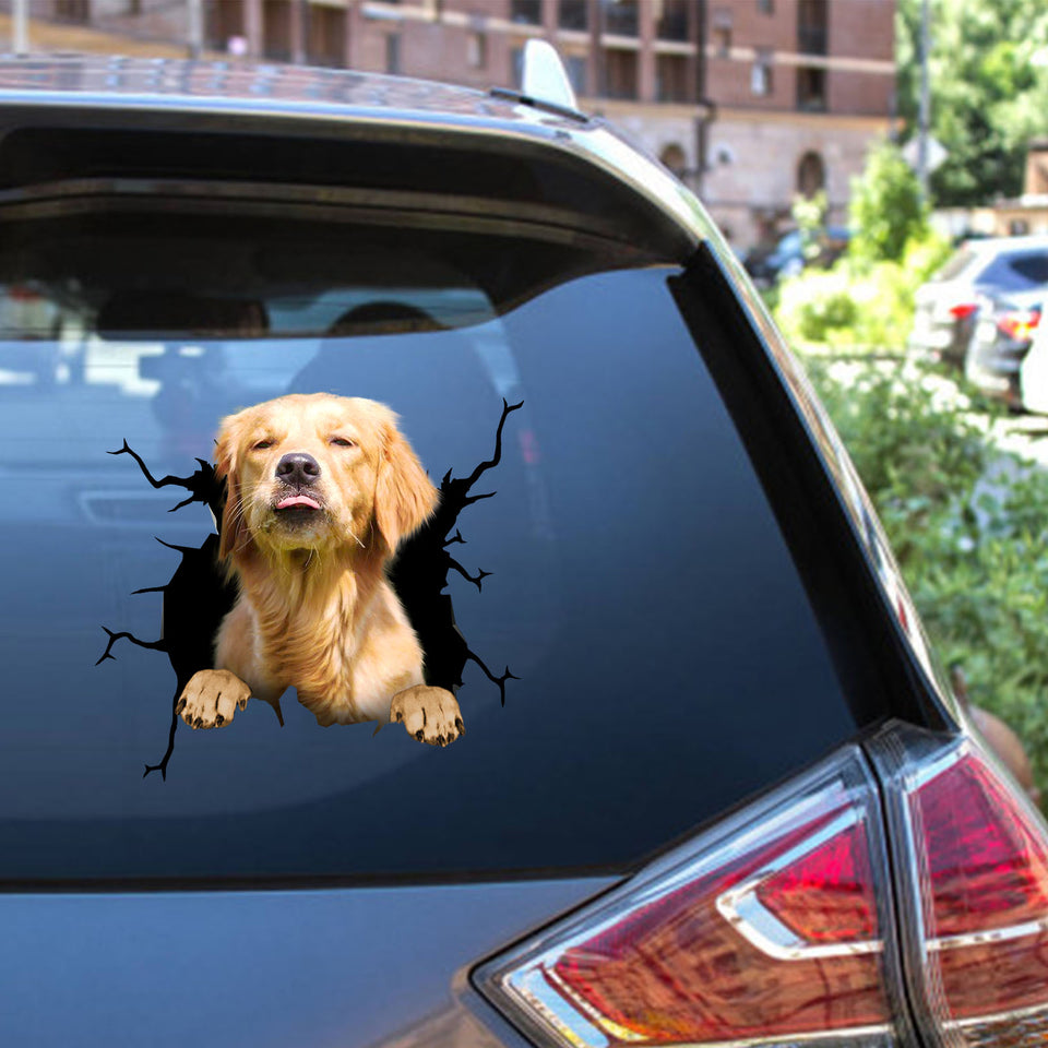 Golden Retriever Crack Decal Items Lovable Custom Sticker Maker Wedding Anniversary Gifts