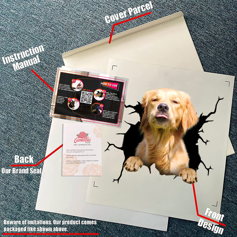 Golden Retriever Crack Decal Items Lovable Custom Sticker Maker Wedding Anniversary Gifts
