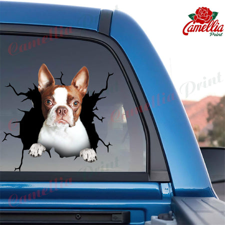 Boston Terrier Crack Decals For Cars A Cute Label Paper Unique Gifts