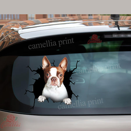 Boston Terrier Crack Decals For Cars A Cute Label Paper Unique Gifts