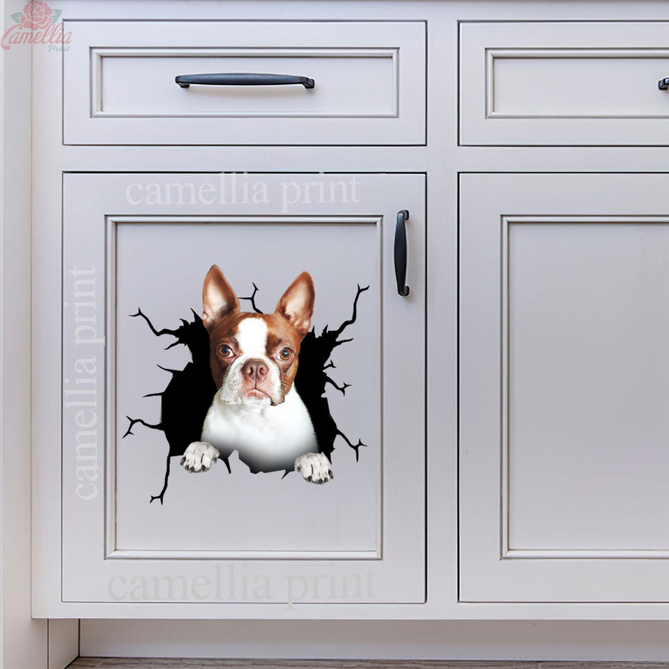Boston Terrier Crack Decals For Cars A Cute Label Paper Unique Gifts