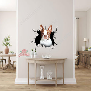 Boston Terrier Crack Decals For Cars A Cute Label Paper Unique Gifts