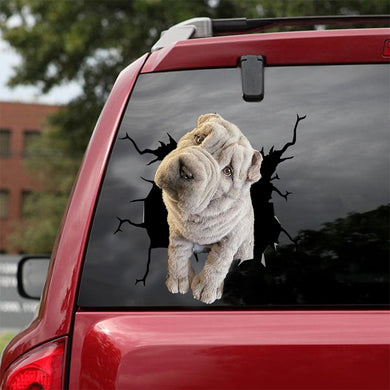[dt0054-snf-lad]-shar-pei-crack-car-sticker-dogs-lover