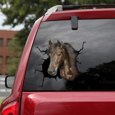 [dt0235-snf-tnt]-friesian-horse-crack-car-sticker-animals-lover