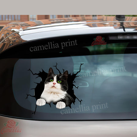 Tuxedo Cat Crack Sticker Custom The Cutest Anime Car Decals Unique Christmas Gifts