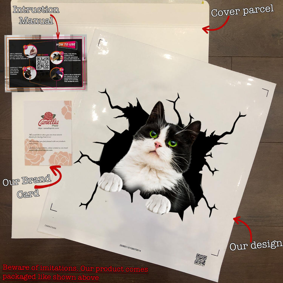 Tuxedo Cat Crack Sticker Custom The Cutest Anime Car Decals Unique Christmas Gifts