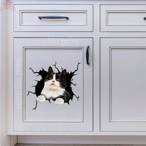 Tuxedo Cat Crack Sticker Custom The Cutest Anime Car Decals Unique Christmas Gifts