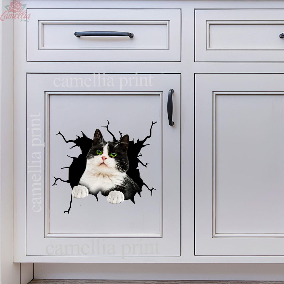 Tuxedo Cat Crack Sticker Custom The Cutest Anime Car Decals Unique Christmas Gifts