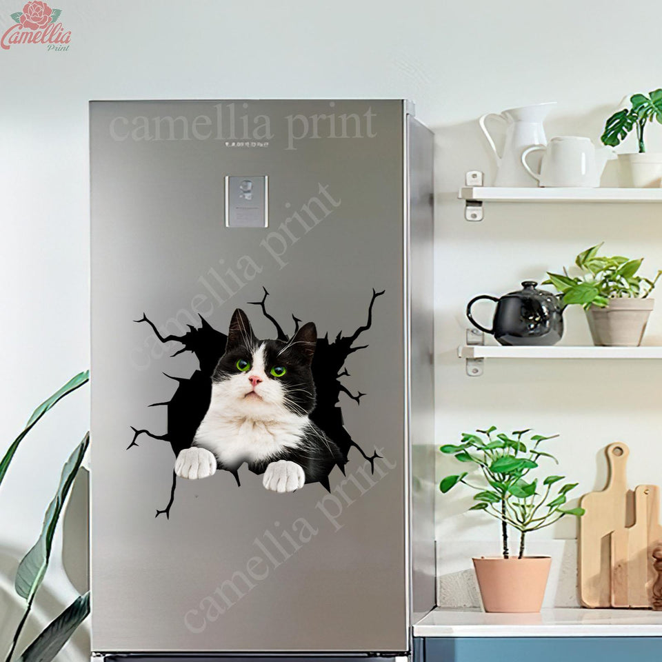 Tuxedo Cat Crack Sticker Custom The Cutest Anime Car Decals Unique Christmas Gifts