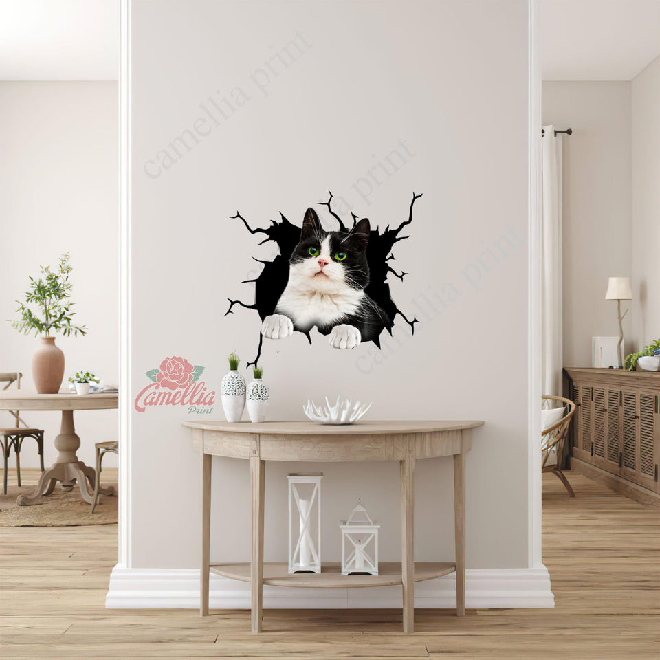Tuxedo Cat Crack Sticker Custom The Cutest Anime Car Decals Unique Christmas Gifts