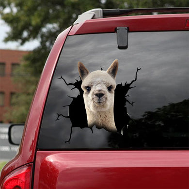 [dt0426-snf-tnt]-alpaca-crack-car-sticker-alpacas-lover