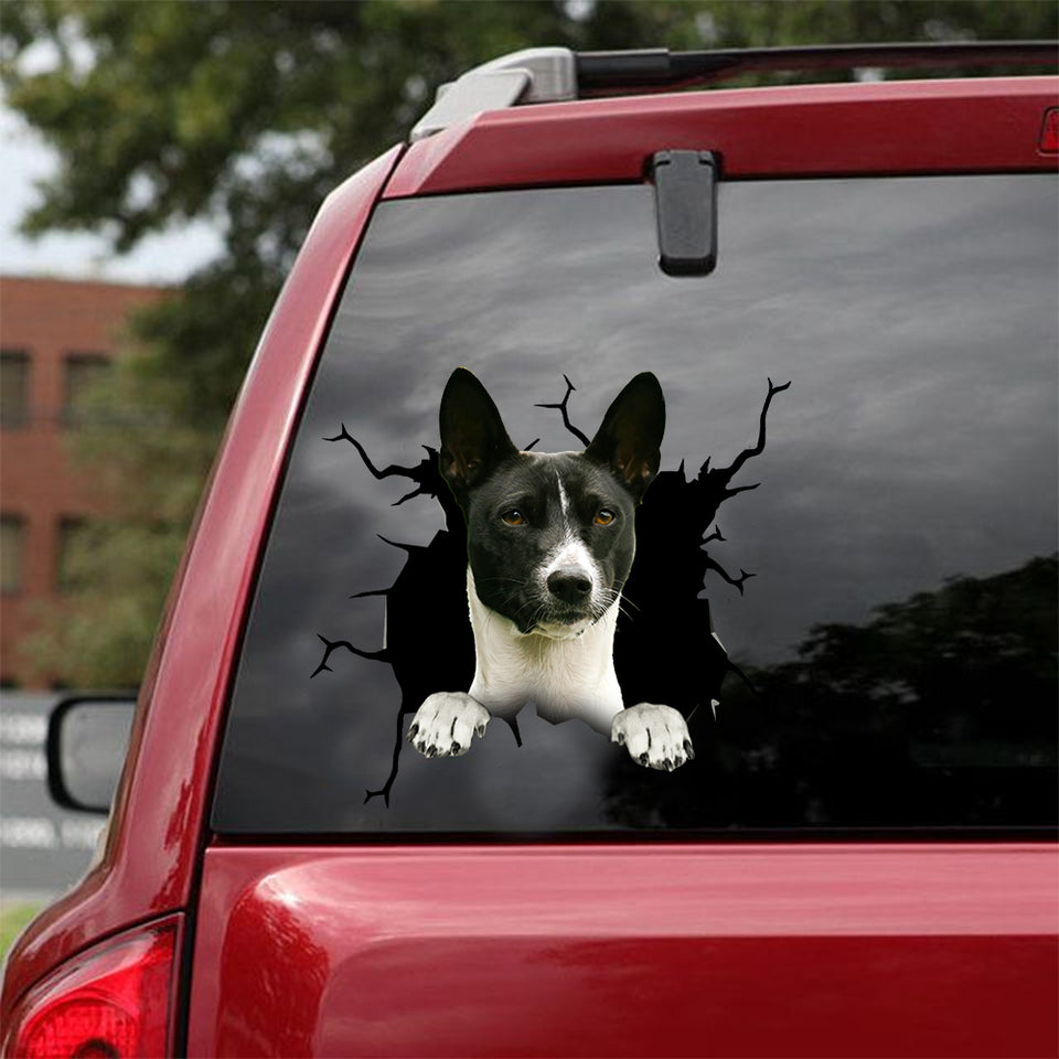 [dt0437-snf-tnt]-basenji-crack-car-sticker-dogs-lover