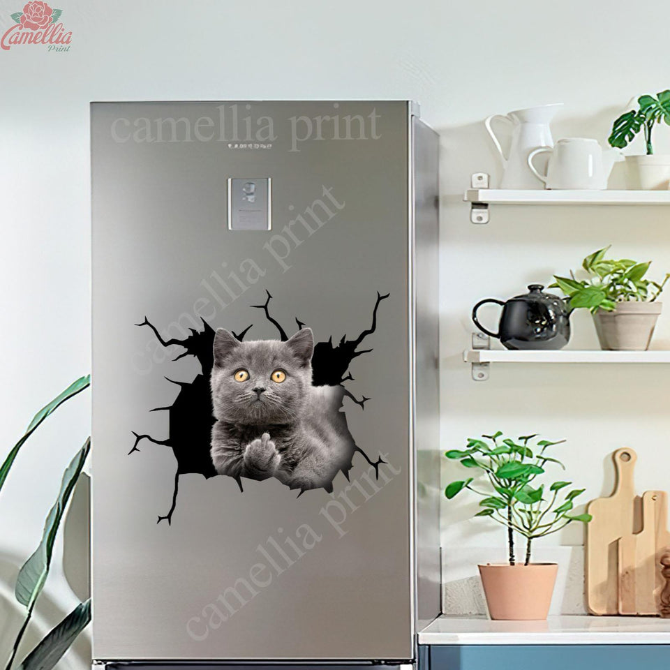 British Shorthair Cat Crack Bone Sticker Humor Transfer Stickers Birthday Gifts For Best Friend