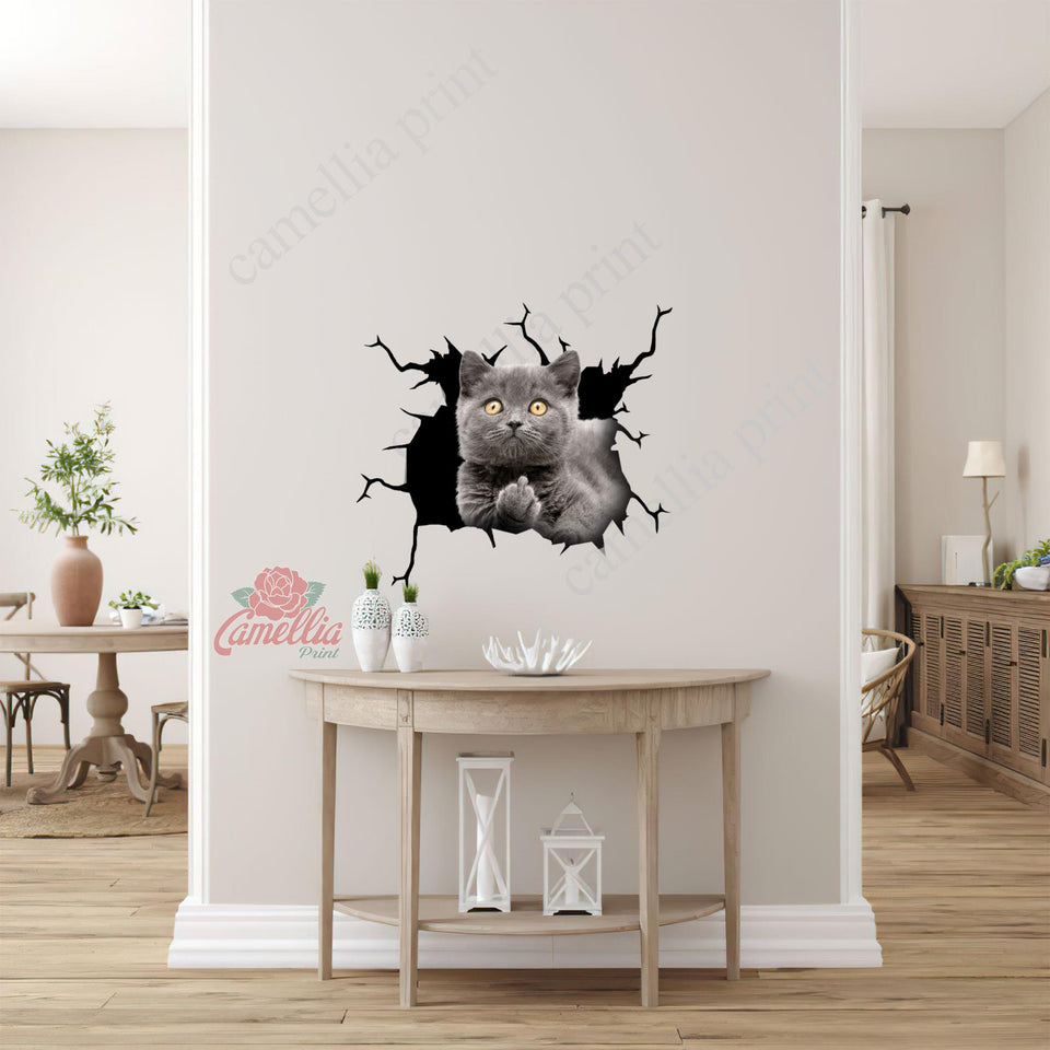 British Shorthair Cat Crack Bone Sticker Humor Transfer Stickers Birthday Gifts For Best Friend