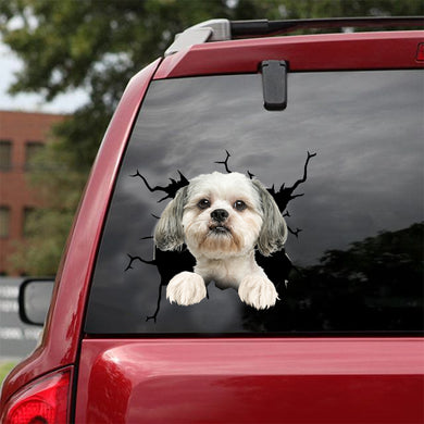 [dt0727-snf-tnt]-shih-tzu-crack-car-sticker-dog-lovers