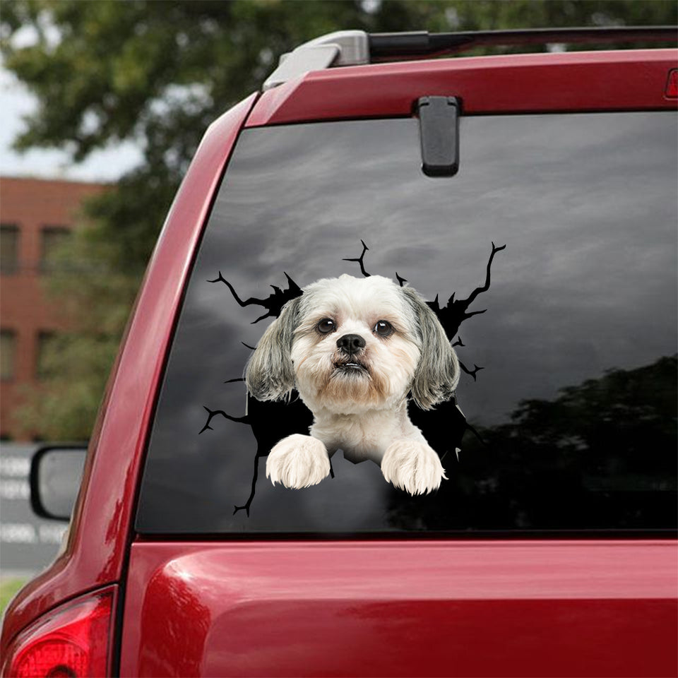 [dt0727-snf-tnt]-shih-tzu-crack-car-sticker-dog-lovers
