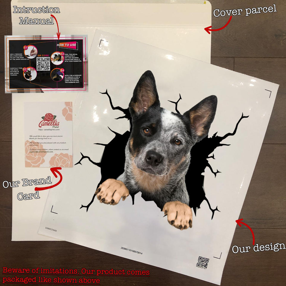 Australian Cattle Dog Crack Sticker Sheets Kawaii Name Tag Stickers Gift Ideas For Husband