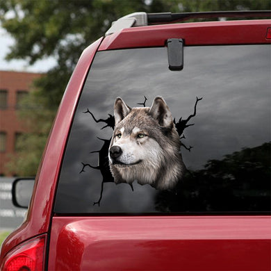 [dt0811-snf-tnt]-wolf-cat-crack-car-sticker-wolf-lovers