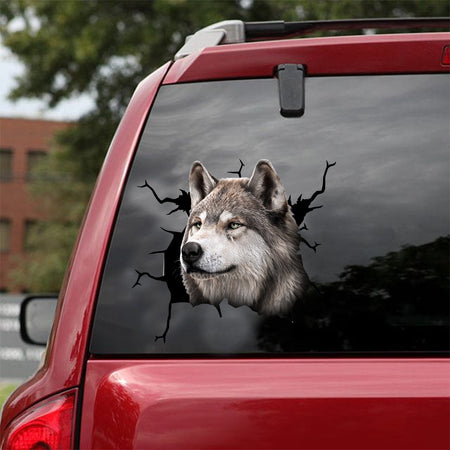 [dt0811-snf-tnt]-wolf-cat-crack-car-sticker-wolf-lovers