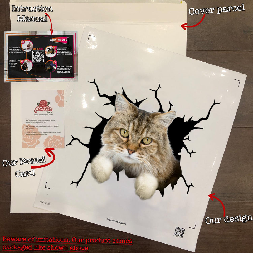 Ragamuffin Cat Crack Stickers For Scrapbooking Funny Wall Decor Floor Stickers Gifts For Hunters