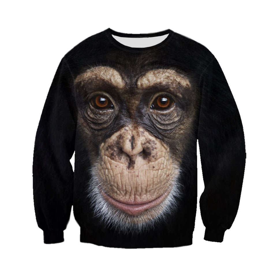 3D Printed Monkey T Shirt Long sleeve Hoodie DT240508