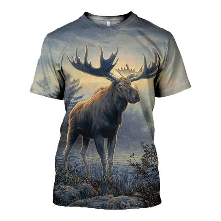 3D Printed Moose T-shirt Hoodie DT070502