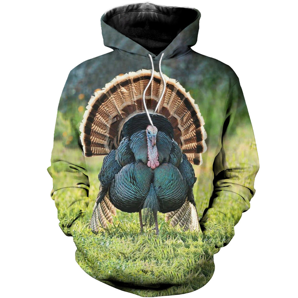 3D Printed Wild Turkey T Shirt Long sleeve Hoodie DT310506