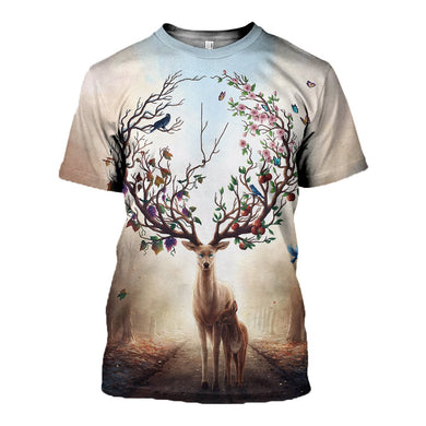 Deer Art 3D Printed Hoodie T-shirt 2018 DT041101