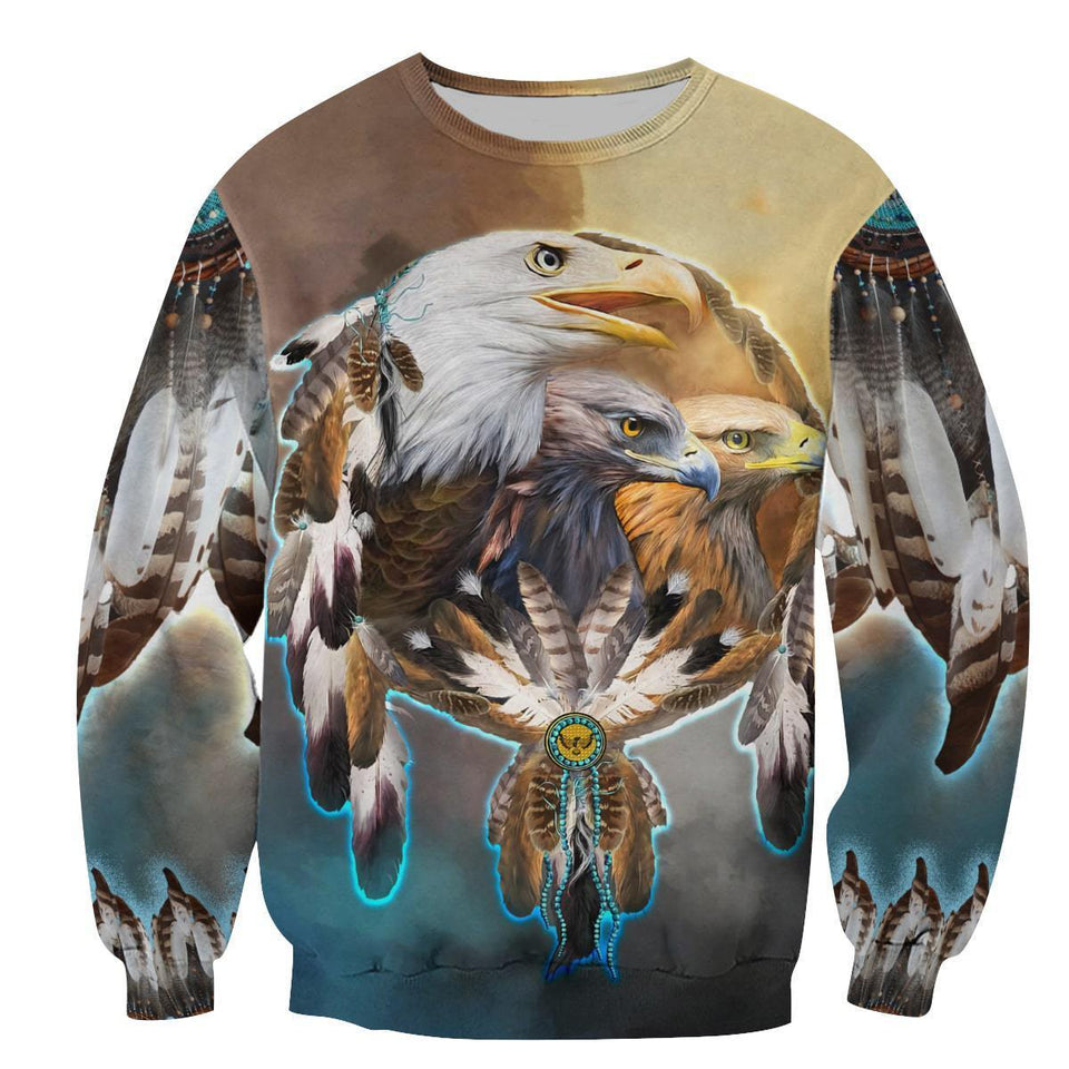 [sk0342-auh-tpa] EAGLE DREAM CATCHER 3D Unisex Hoodies - Camellia Print